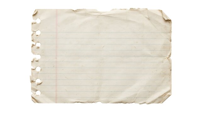 torn and worn lined paper sheet with holes