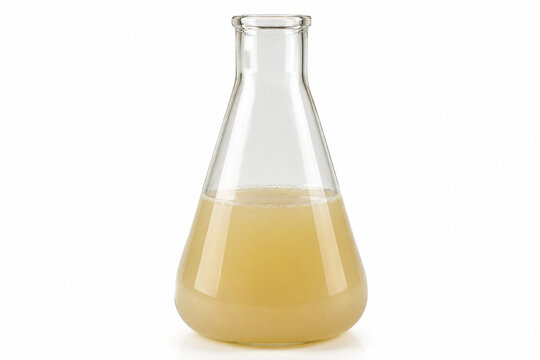 Erlenmeyer flask with turbid bacterial culture broth
