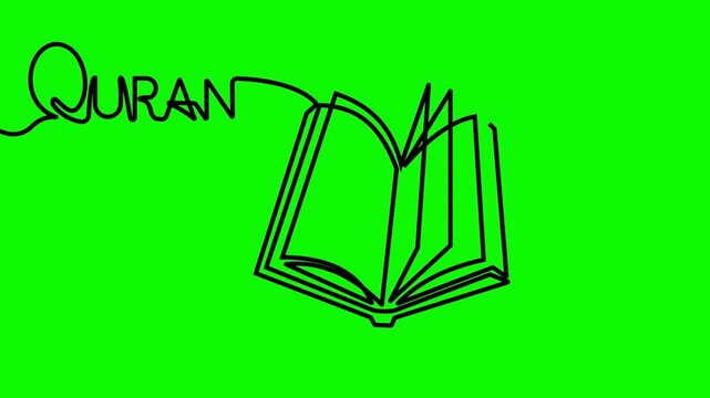 Green Screen Quran Reading Animation with Minimalist Islamic Line Art