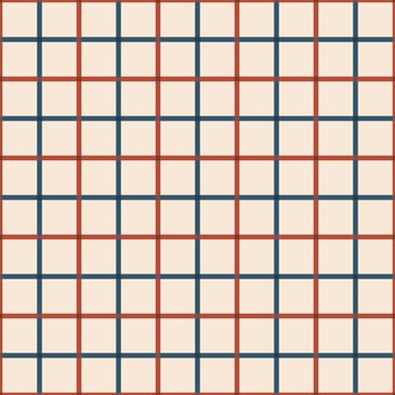 Terracotta and Navy Grid Seamless Pattern on Cream Background
