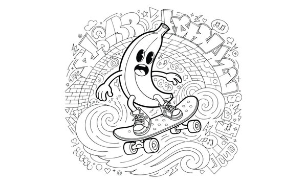 Banana line art t shirt design, Hand drawn lettering phrase isolated on white background, Calligraphy graphic design typography element, Hand written vector sign, svg