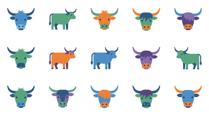 Obraz premium Detailed Vector Illustration of a Scottish Highland Cow Head with Shaggy Fur and Long Curved Horns, Minimalist Cattle Silhouette Design for Farming and Livestock Branding.