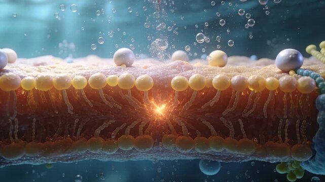 Touching receptors, virion with spikes docking at lipid bilayer, forming pore, releasing cargo