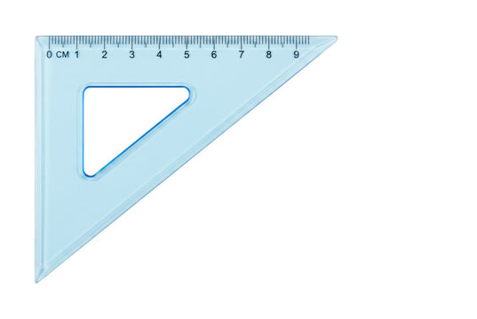Light Blue Translucent Plastic Set Square Triangle Ruler with Metric Measurements
