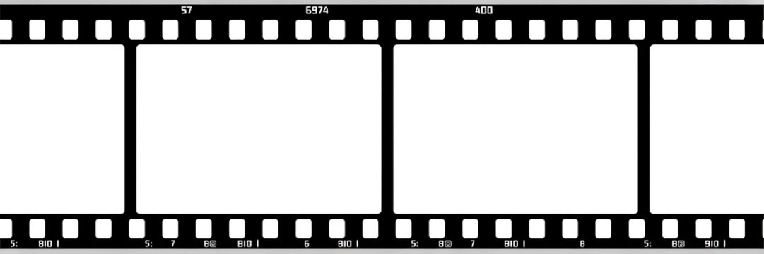 Filmstrip displays blank rectangles for professional photography.