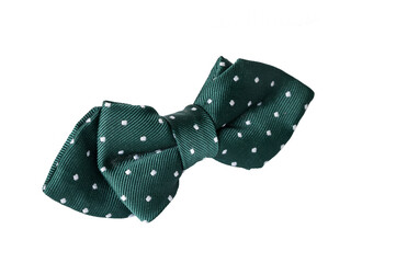 Dark green polka dot bow tie isolated on white background © Явор Янев