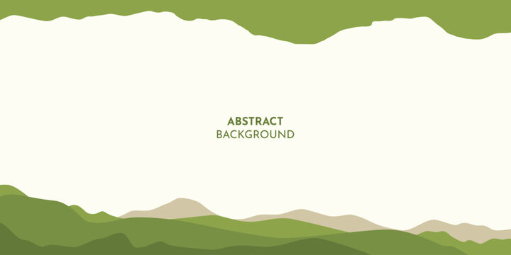 Minimal abstract banner background featuring layered mountain and hill silhouettes in green tones. Flat vector style design ideal for website headers, presentations, eco and nature themed.