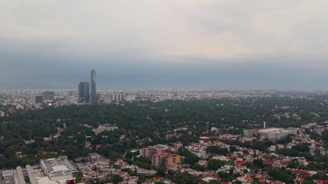 Dark thunderclouds spreading across Mexico City