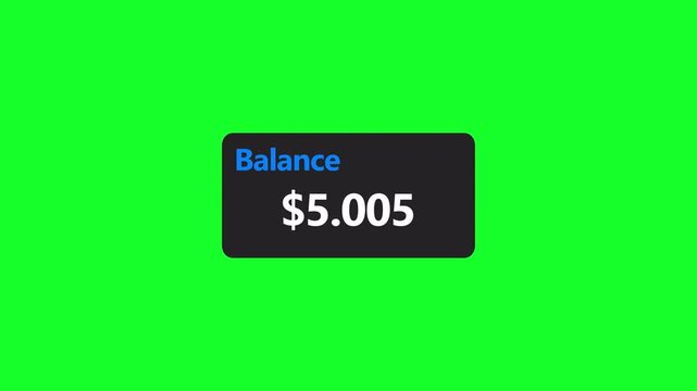 financial app interface dashboard with dollar in 4k animation with alpha cannel ten thousands counter template animation on transparent background account balance animation with $ sign