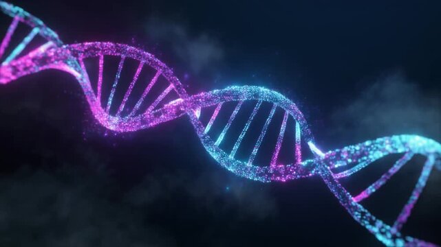 Glowing DNA Double Helix Genetics and Biotechnology Background