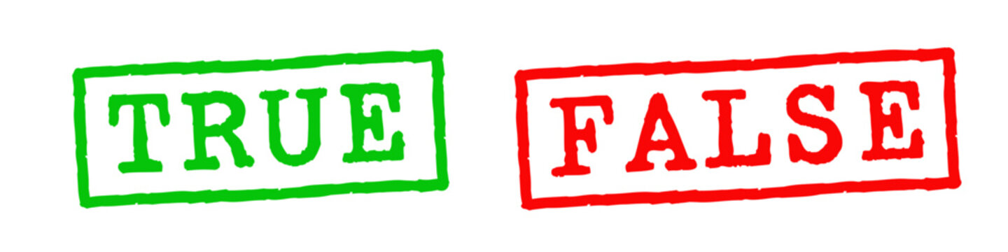 True and False rubber stamps concept isolated on white	