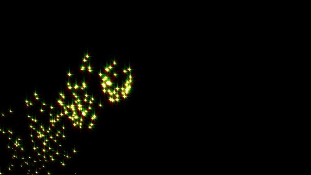 Golden luxury glitter circle trail with twinkling stars, sparkling light particles, cartoon doodle effects and shimmering motion, creating a magical seamless loop on a black background, 4K.