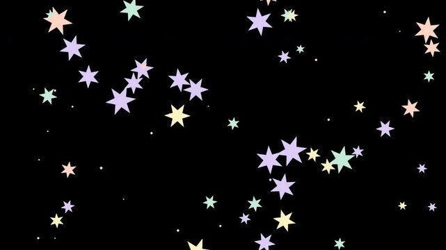 淡いミントと桃色の丸みある六芒星がゆっくり降る全画面透過ループモーショングラフィックス映像