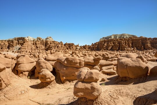Eroded Hoodoos, Entrada Sandstone Rock Formation, Goblin Valley State Park, San Rafael Reef, Utah, Southwest, USA