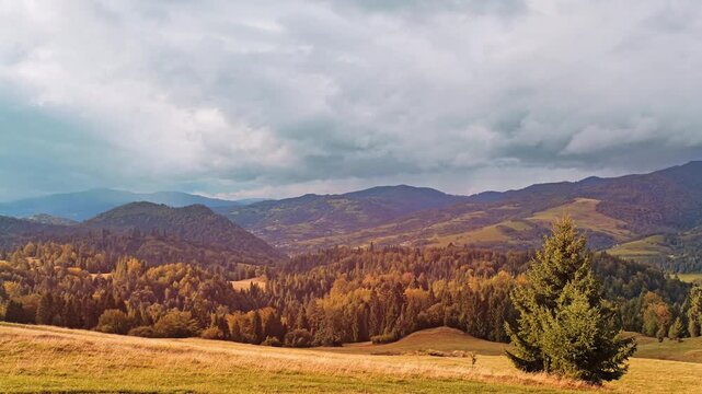 Beautiful autumn mountain landscape of the Pieniny Mountains in Poland,