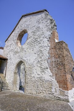 Ruins of the church that collapsed in the 1976 earthquake, Venzone, province of Udine, Italy