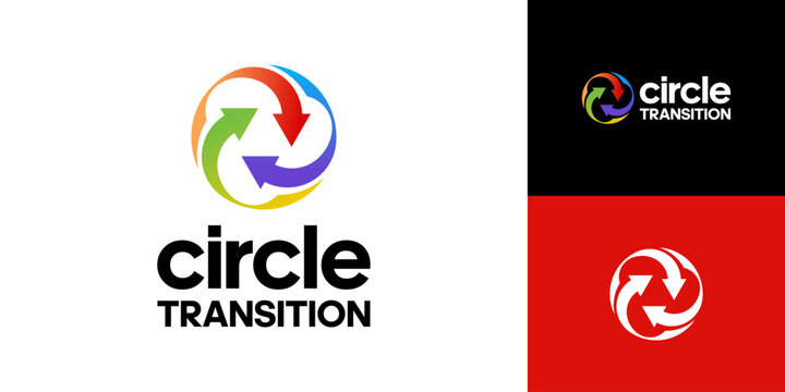 Lines in circle rotation with arrow abstract background. Dynamic transition illusion Logo design