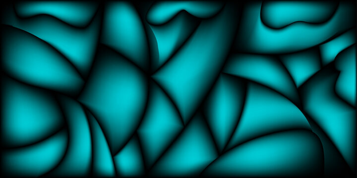 Cyan abstract wave pattern with dark shadows creating deep volumetric texture for futuristic digital backdrop or techno design.