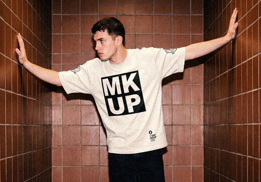 T-Shirt Tiled Corridor Mockup