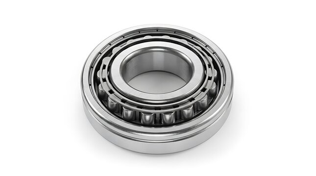 Industrial Tapered Roller Bearing Isolated on White Background.