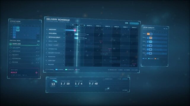 Gantt chart project schedule dashboard with task bars building to one hundred percent completion