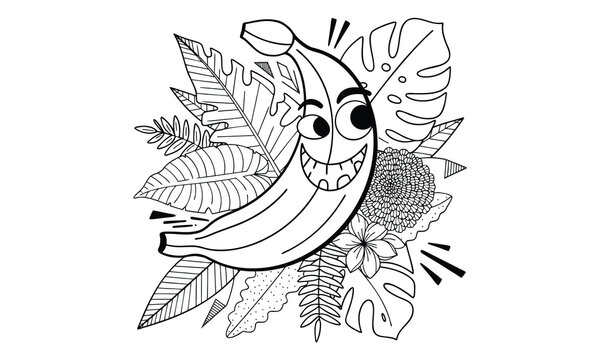 Banana line art t shirt design, Hand drawn lettering phrase isolated on white background, Calligraphy graphic design typography element, Hand written vector sign, svg
