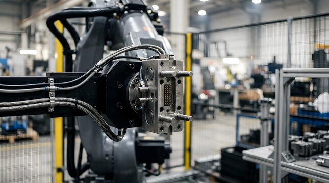 robotic end effector tool changer receiver for automated production, industrial machine tooling, flexible manufacturing, and robot integration