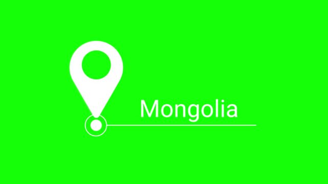 Location pin and map marker animation pointing to Mongolia country.