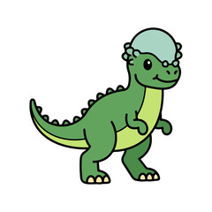 Obraz premium Cute Cartoon Pachycephalosaurus Dinosaur Vector Illustration