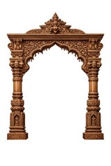 Obraz premium Intricately carved wooden arch with ornate traditional designs.