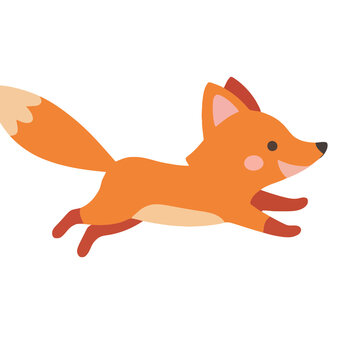Cartoon fox running isolated on transparent background