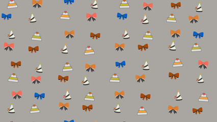 Fototapeta premium Birthday Hats and Layered Cakes Pattern