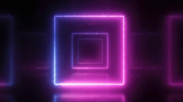 Abstract neon square frame effect in seamless loop animation