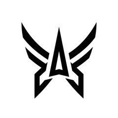 Fototapeta premium Modern A Letter Logo With Wings Abstract Star Icon Black And White