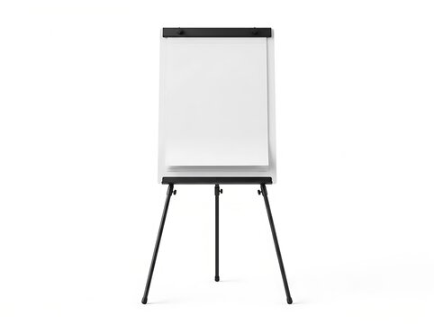 Empty white flip chart presentation easel standing on clean isolated background