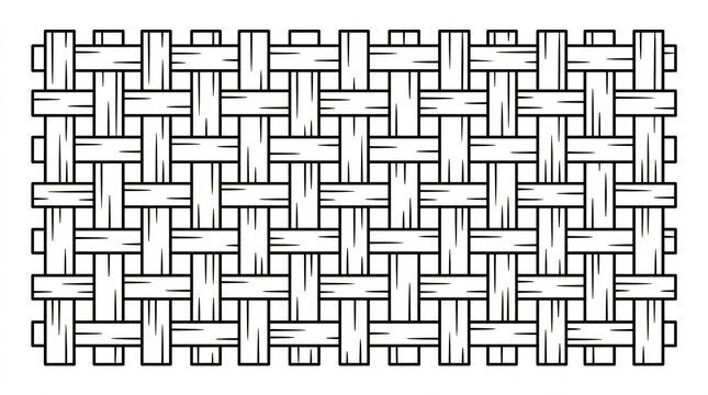 Woven basket weave pattern vector illustration in black and white