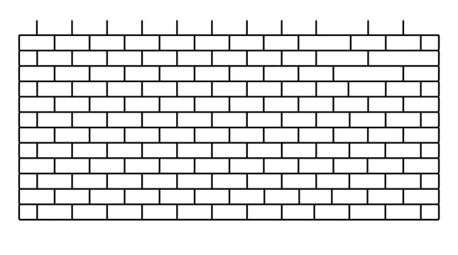 Simple black and white brick wall pattern line art illustration