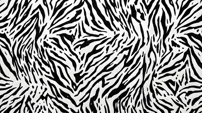 Black and white zebra print pattern background featuring bold organic stripes for fashionable textile design or modern interior decoration projects