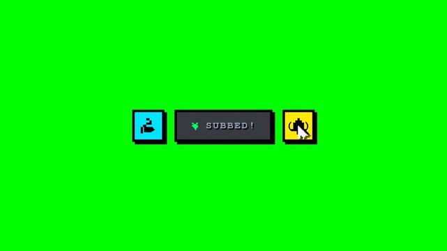 Pixel art subscribe button animation with mouse clicking interaction