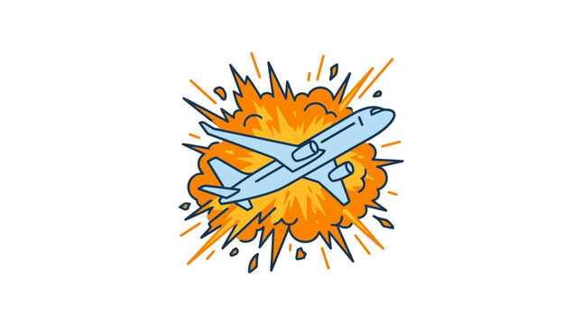 Airplane Flying Through Explosion Orange.