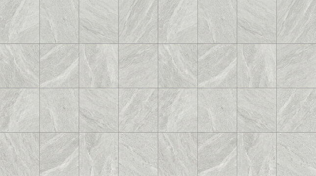 Modern light gray marble tile wall with subtle veining and grid pattern background flooring interior material polished architecture rectangles minimalist