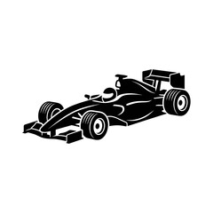 Obraz premium Black and White Racing Formula One Car Illustration.