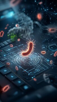 Futuristic computer interface with bacteria