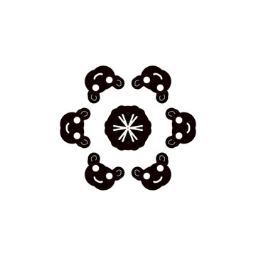 Cute Bear Face Circular Mandala Pattern Vector Illustration Isolated on White Background