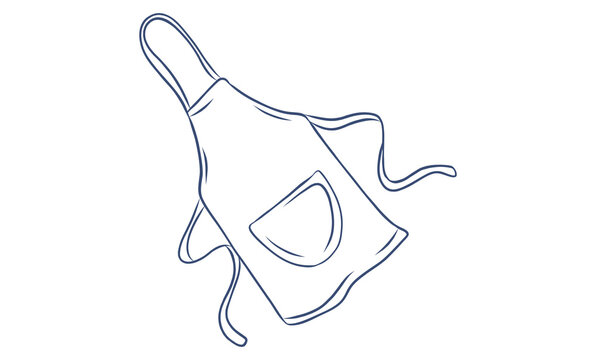 Kitchen apron doodle element line art vector illustration isolated on background