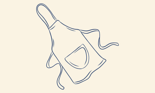 Kitchen apron doodle element line art vector illustration isolated on background