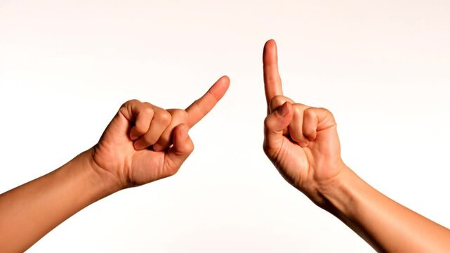 Human hands gesturing different numbers in white studio, demonstrating various counting techniques