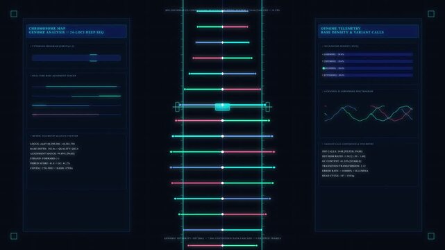 Digital data stream analysis visualization, futuristic HUD interface with glowing charts and graphs