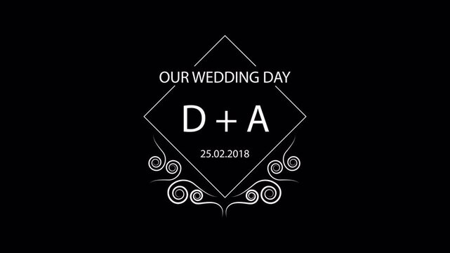 Elegant Minimalist Wedding Logo Animation with Initials and Date.