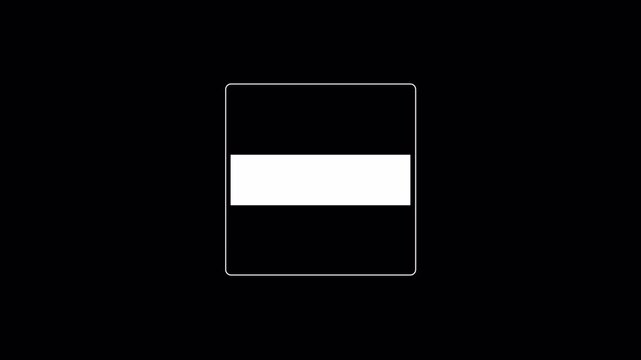 Minimalist digital interface design featuring a centered horizontal rectangular frame on a black background.
